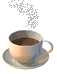 animiertes Gif: dampfender Kaffee oder Tee, je nach Belieben