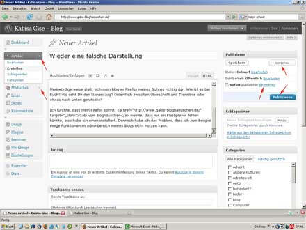 Im geheimen Bereich des Blogbetreibers.