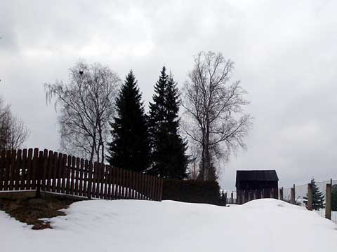 Schnee und tr&uuml;bes Wetter im Erzgebirge