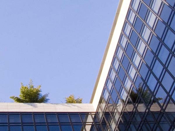 auf dem Dach der Landesbank Baden-W&uuml;rttemberg wachsen Pflanzen