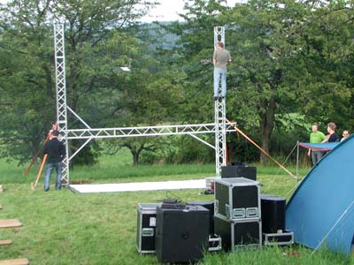 Träger für die Leinwand stehen